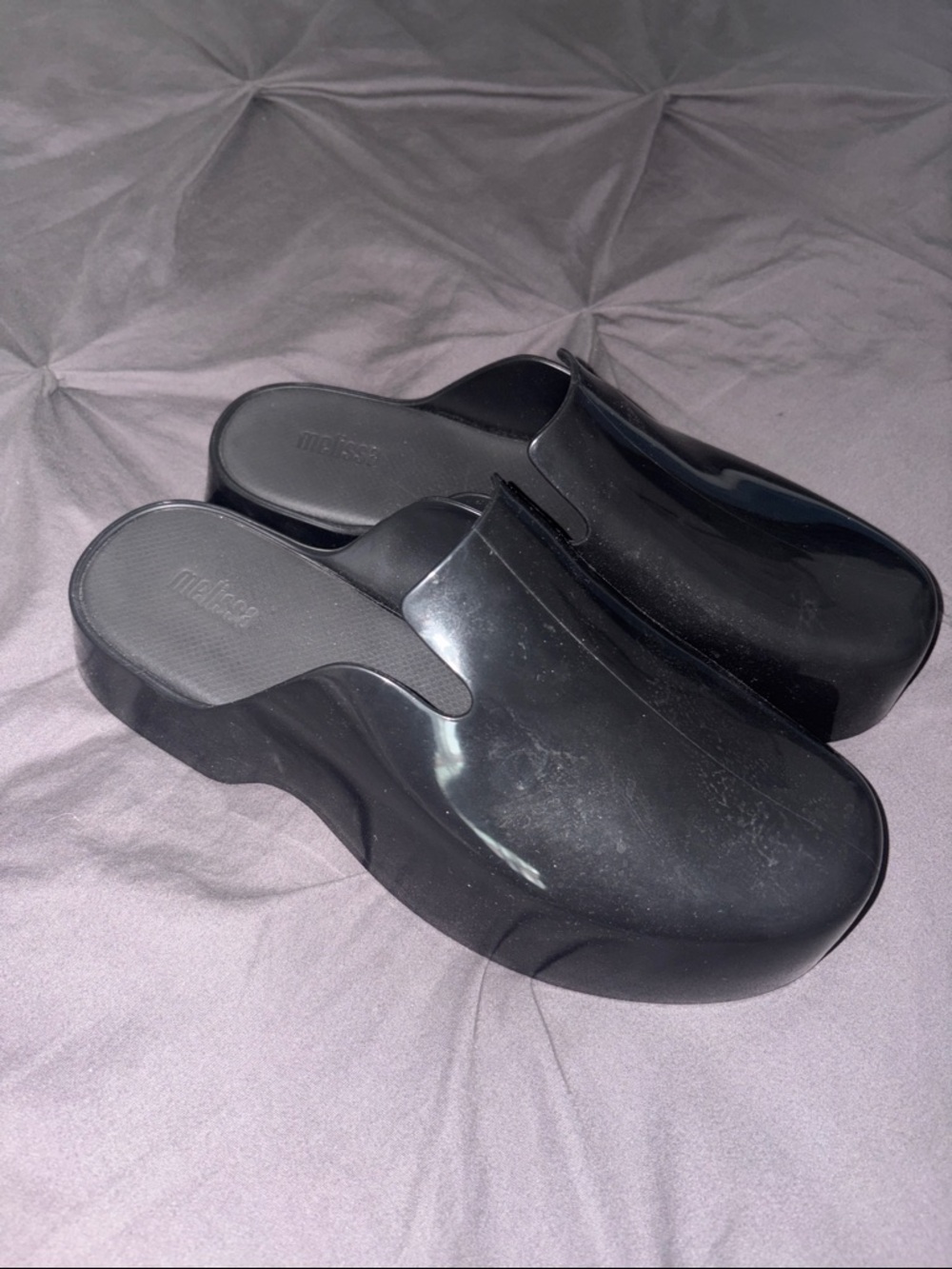 Melissa Black Mule Platform Clog Slides